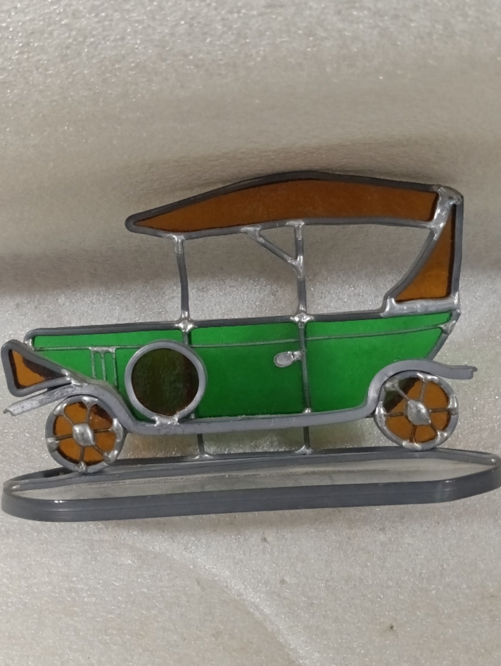 Leaded Stained Glass 1914 Pierce Arrow Antique Car Green Yellow